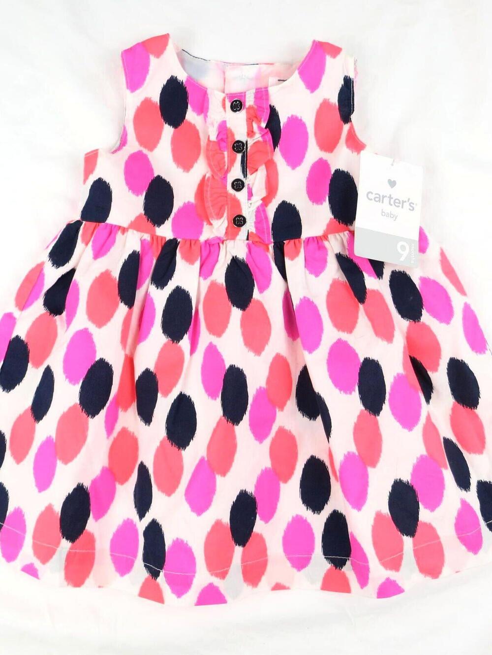 Carter's Girls 9M Bright Polka Dot Sleeveless Dress NWT